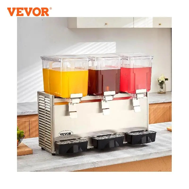 VEVOR-dispensador de bebidas comercial, máquina de bebidas de té helado, dispensador de jugo de acero inoxidable 304 para restaurante, 2 y 3 tanques