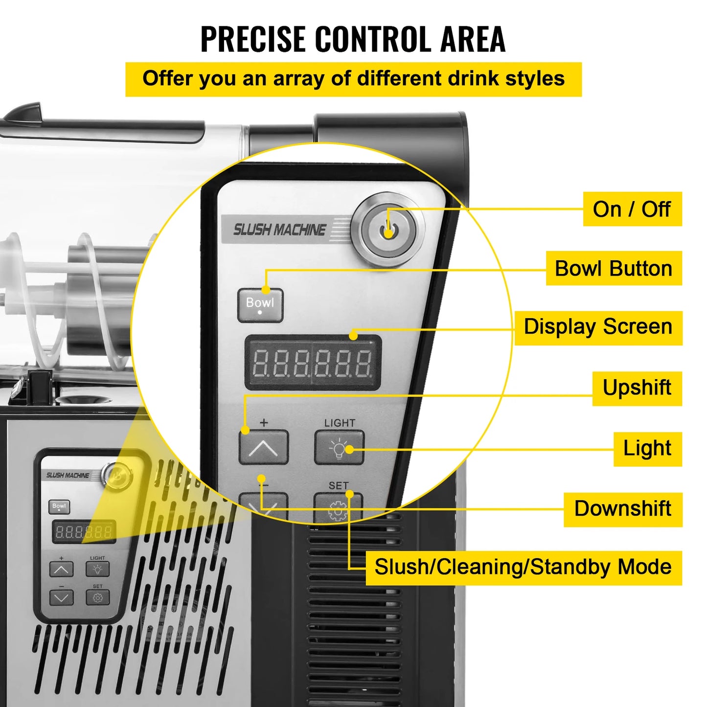 VEVOR 3/6L 1/2 pot Commercial Slushie Machine Slushie fabricant distributeur de boissons glacées jus glacé Smoothie Granita distributeur automatique