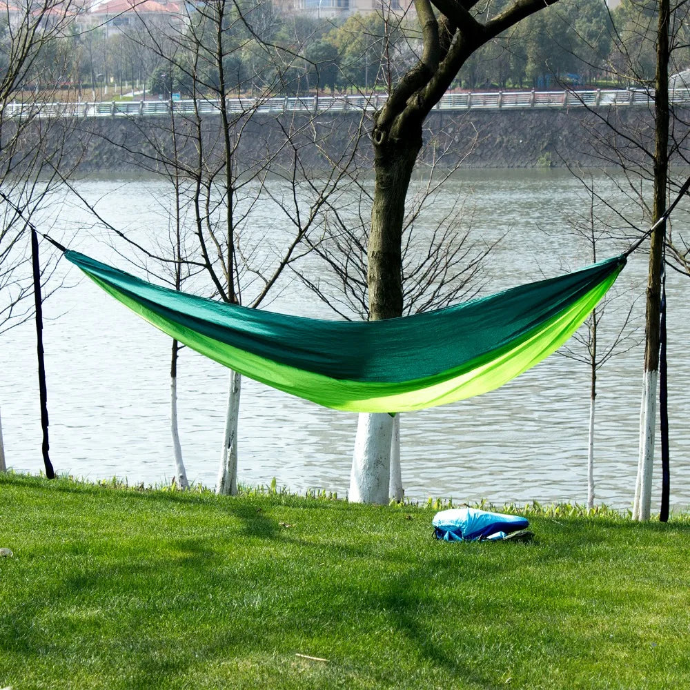 Hamaca portátil de nailon para paracaídas, tamaño individual y doble, para acampar al aire libre, senderismo y jardín