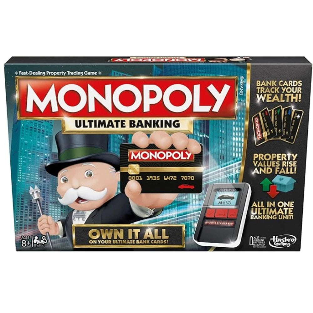 Jeu de société Monopoly Ultimate Banking Edition pour les familles et les enfants à partir de 8 ans, unité bancaire électronique