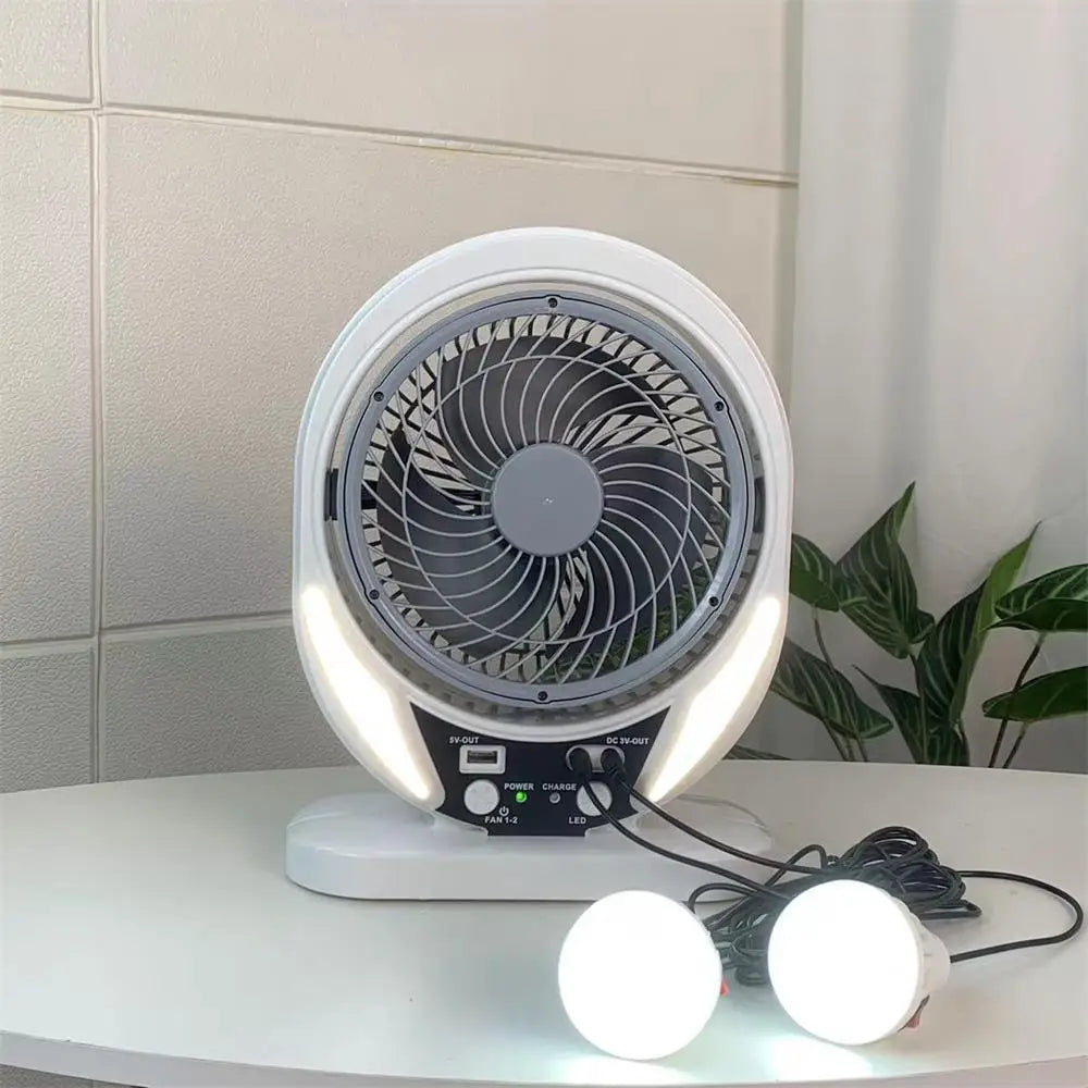 Ventilateur électrique à énergie solaire ventilateur de table rechargeable AC/DC 8 pouces extérieur avec ports USB LED ventilateur d'air de refroidissement pour bureau à domicile bureau domestique