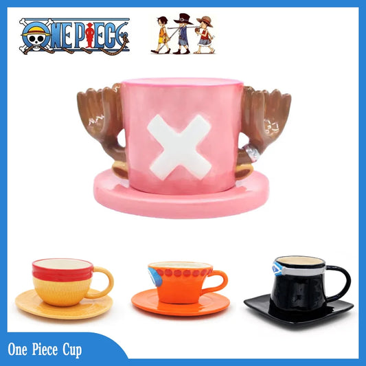 Tasse à eau une pièce, tasse à café créative en forme de chapeau des trois frères, tasse à café en céramique Anime Chopper Ace Sabo pour les fêtes