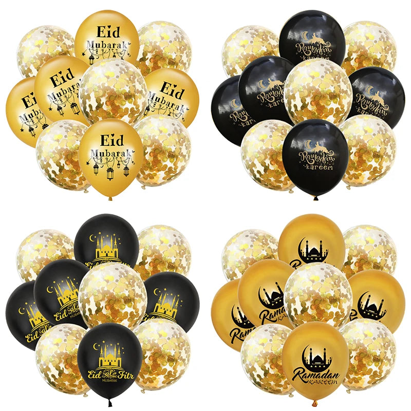 10Pcs Eid Mubarak Latex Balloon Ramadan Kareem Decoration Air Globos Ramadan Mubarak Muslim Islamic Festival Party Supplies 2024