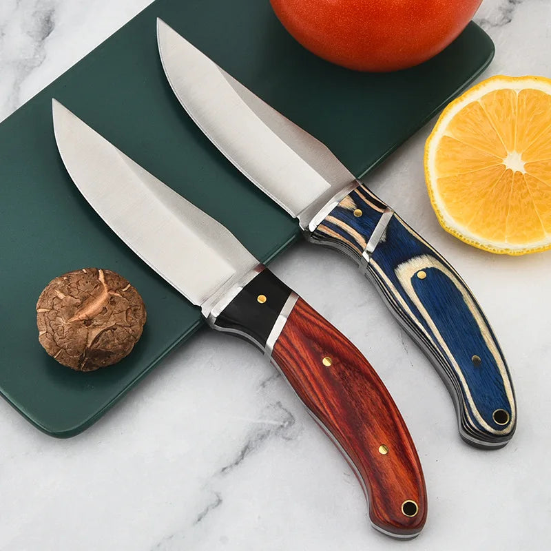 1 cuchillo de cocina de acero inoxidable, funda para cuchillo de bolsillo EDC portátil para frutas, cuchillo para cortar carne para cocina, adecuado para el hogar y la barbacoa