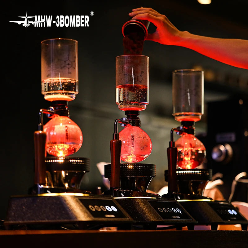 Cafetera de sifón MHW-3BOMBER, cafetera de sifón de vidrio transparente con agitador Vintage, accesorios profesionales para Barista doméstico