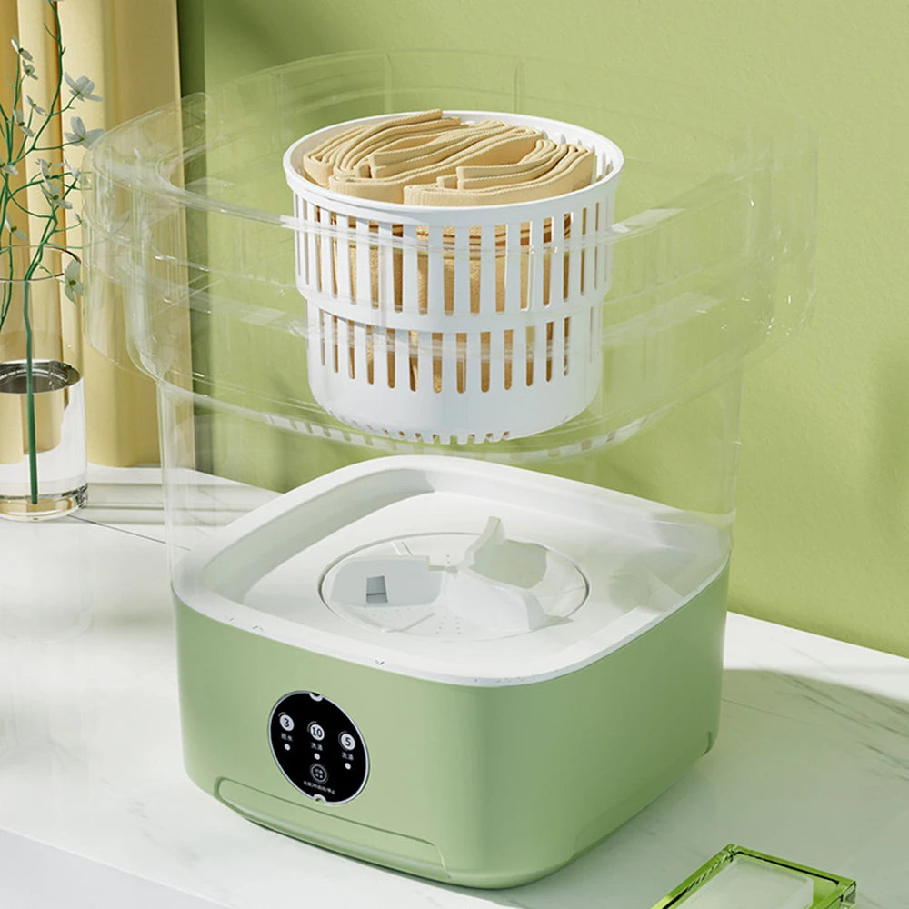 6L 11L Folding Portable Washing Machine Big Capacity with Spin Dryer Bucket for Clothes Travel Home Underwear Socks Mini Washer