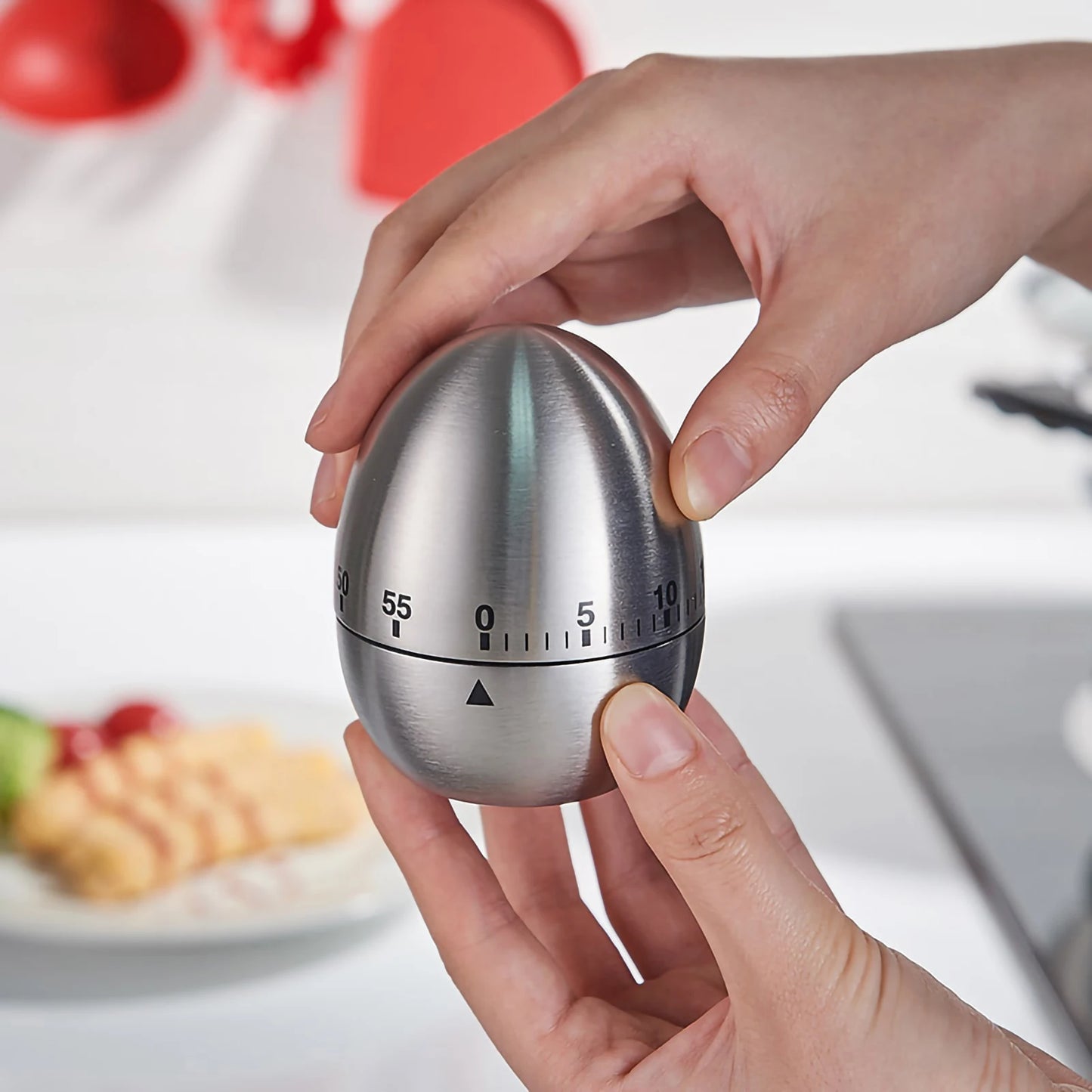 Outils de cuisine minuterie de cuisine oeuf en acier inoxydable 60 Minutes réveil mécanique horloge comptage mignon minuterie d'oeuf de cuisine