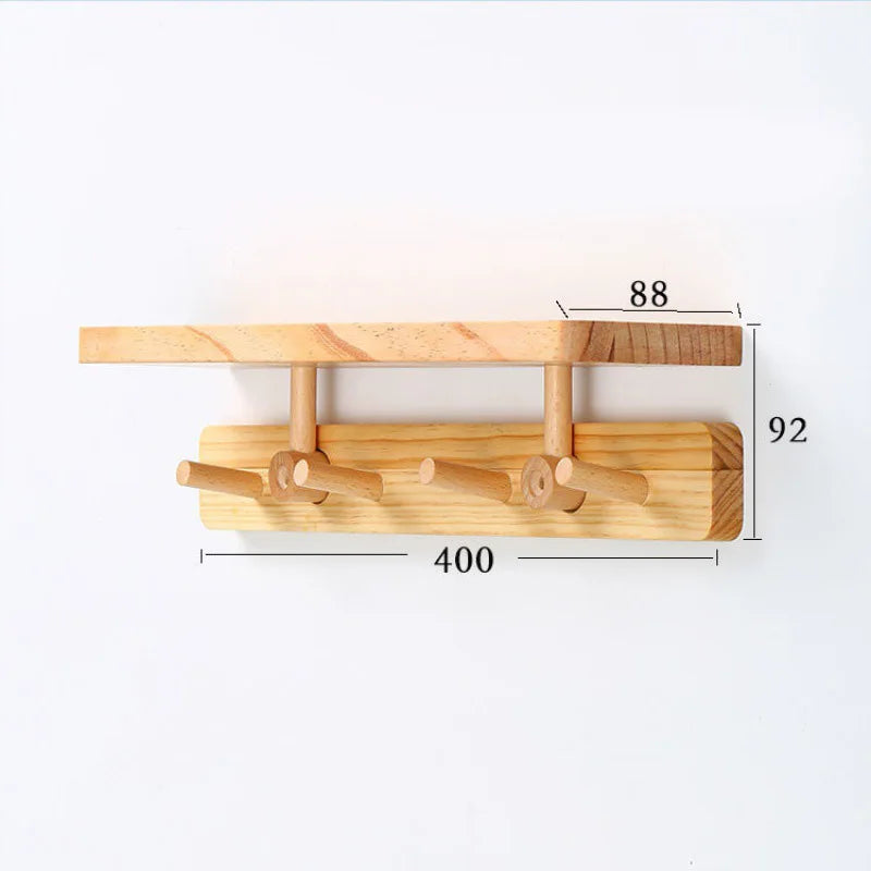 Coat Rack Wood  Hallway Hat Hook Hanger Bedroom Door Wall-Mounting Hook Corner Room Kitchen Toilet Wall Brack Storage Hook