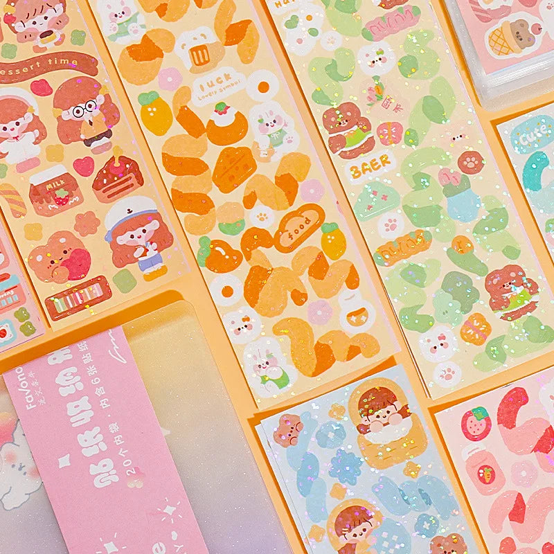 Pegatinas de manual Kawaii de 10 a 100 Uds., pegatinas láser de Collage de dibujos animados, pegatinas decorativas DIY para álbum de recortes, diarios, papelería, suministros escolares