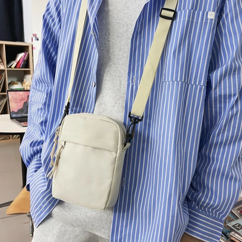 Sac à bandoulière en toile pour hommes, sacoche décontractée, petite pochette à fermeture éclair, Simple, petit sac à bandoulière