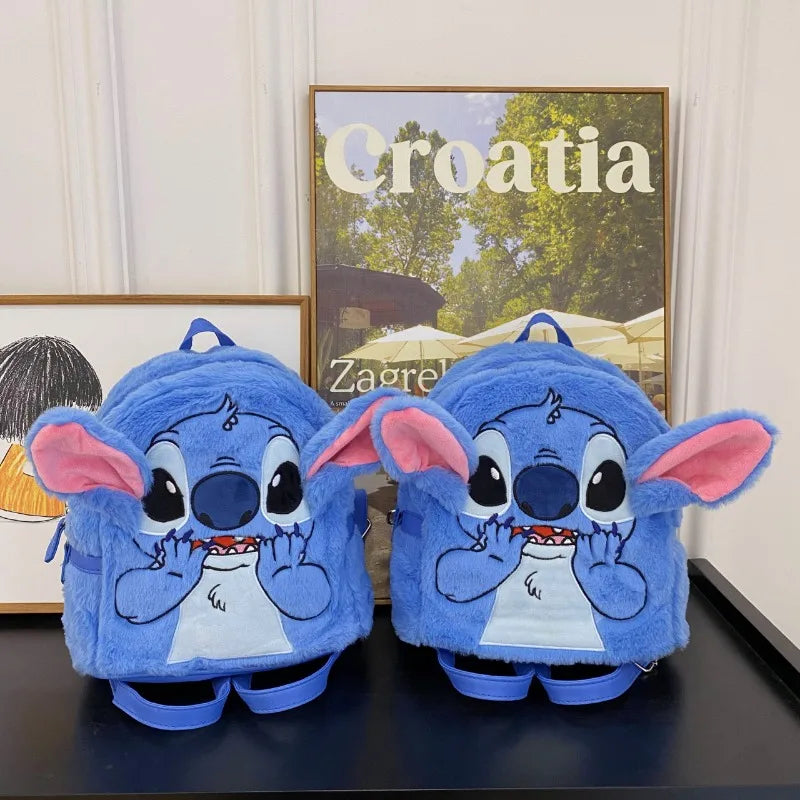 Nueva mochila de felpa de Disney Stitch, Mini mochila 3D de moda de dibujos animados para mujer, mochila escolar bonita de gran capacidad para niños de alta calidad