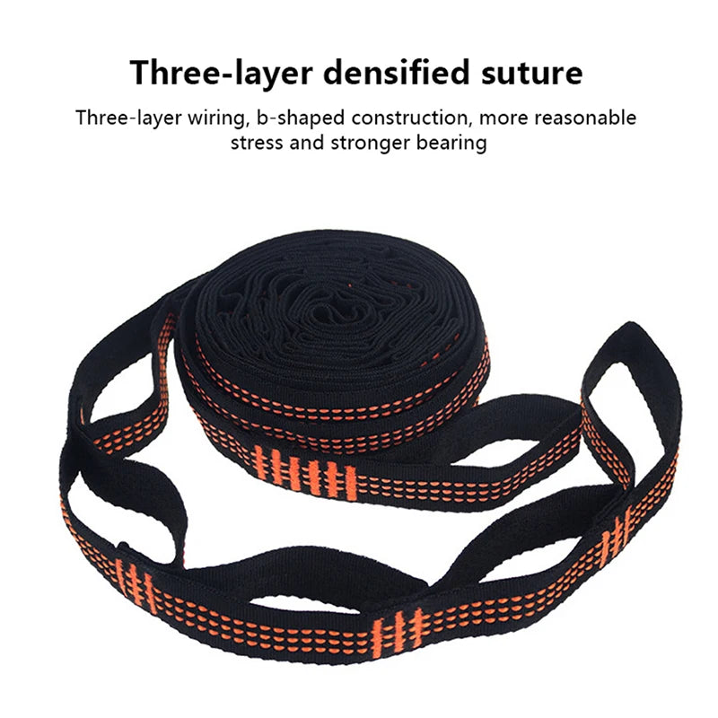 Sangles de hamac en Polyester, haute capacité de charge, 600lb, résistance à la rupture, corde de ceinture avec boucle à anneau, 2 pièces