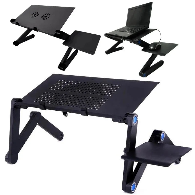 Ventilador de refrigeración para ordenador portátil, escritorio plegable ajustable, soporte para portátil, tv, cama, PC, Lapdesk, soporte de mesa con alfombrilla para ratón