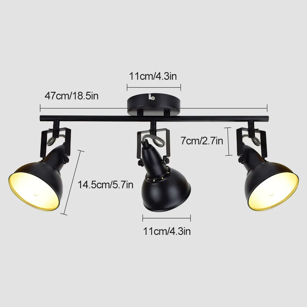 Depuley Ceiling Spotlight LED Fixture 3-Light Directional Track Light with Flush Mount fo Kitchen Bedroom Office Black E12 Base