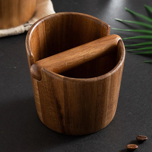 Wooden Coffee Knock Box Grind Waste Bin Espresso Grinds Tamper Detachable Knock Bar for Home Kitchen Office Barista Coffee Tool