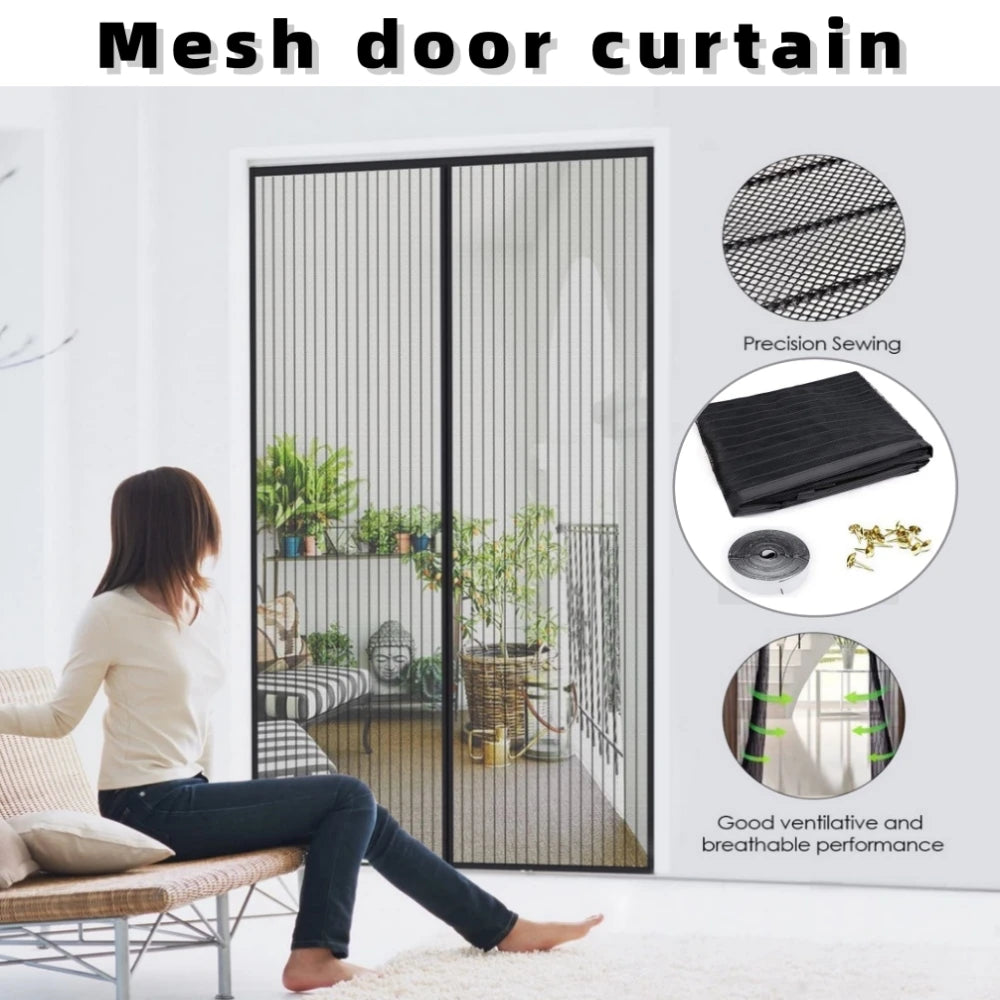 Nouveau rideau de porte à écran magnétique sans poinçonnage, anti-moustique, insecte mouche, fermeture automatique, rideau de porte de Ventilation domestique