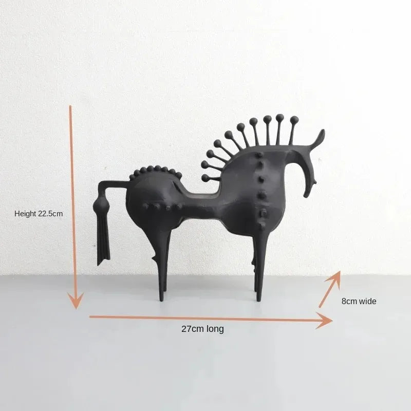 Thorn Horse Black Metal Abstract Statue,Creative Ornament, Home, Living Room, Office, Desktop Decoration, Handicraft Accessories