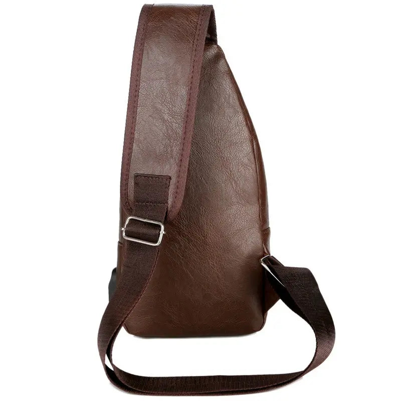 Sac de poitrine de chargement USB avec trou pour casque, sac de poitrine antivol multifonction à sangle unique pour hommes avec bandoulière réglable