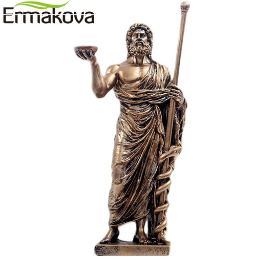 ERMAKOVA Grec Médical Dieu Sculpture Asclépios Résine Maison Bureau Décoration Statue Ornement Vintage Figurines Mythologiques Cadeau