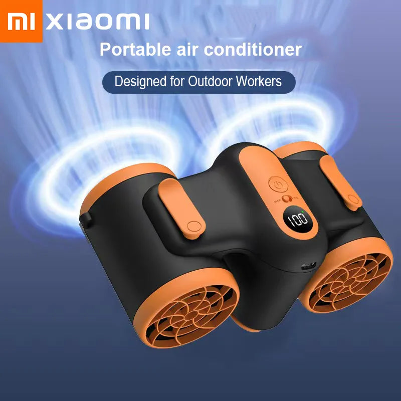 Xiaomi-ventilador portátil para colgar en la cintura, doble salida de aire, batería recargable, ventilador eléctrico portátil ultrasilencioso, aire acondicionado de mano