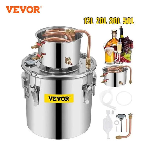 VEVOR 3 5 8 13 Gal distillateur Alambic Moonshine alcool toujours en cuivre inoxydable bricolage maison brassage eau vin huile essentielle Kit de brassage