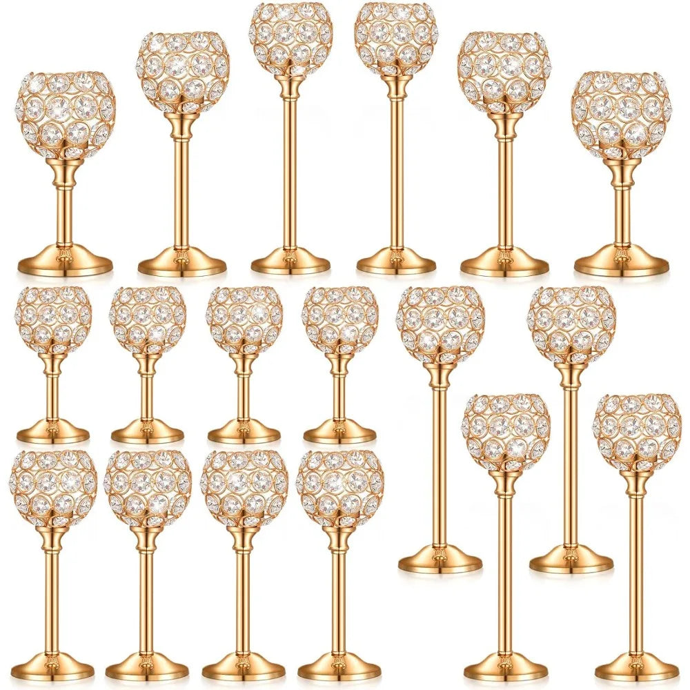 18 Pieces Crystal Candle Holder Bulk Candle Stick Holder Center Decoration Table Wedding Center Decoration Home Candle Holder