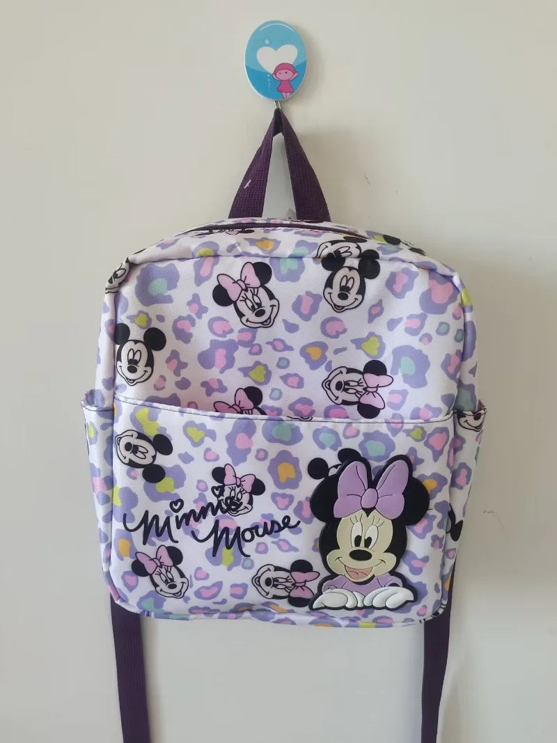 Mochila para niños de Mickey y Minnie de Disney, bolso escolar para bebé con estampado de dibujos animados para niñas, almacenamiento de libros de gran capacidad