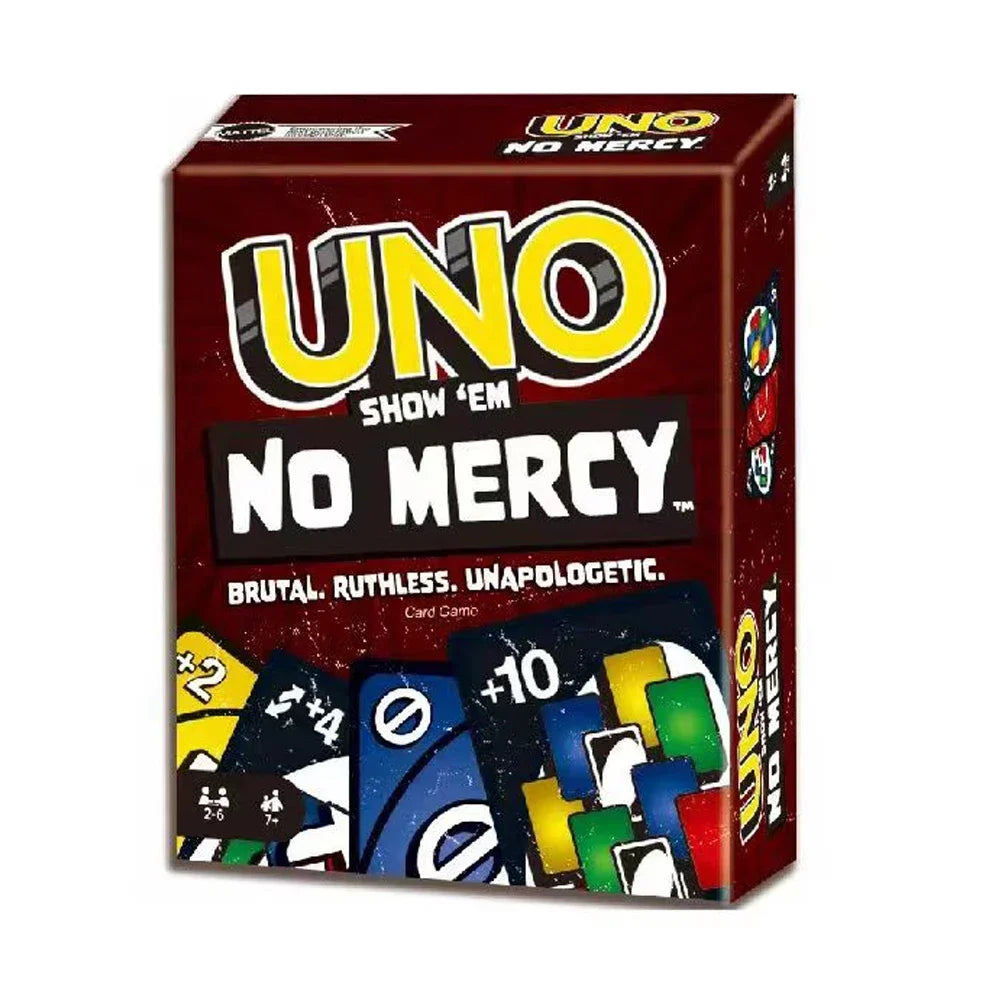 UNO FLIP ! SHOWEM NO MERCY Family Jeu de société de divertissement amusant Cartes à jouer amusantes Coffret cadeau Jeu de cartes Uno