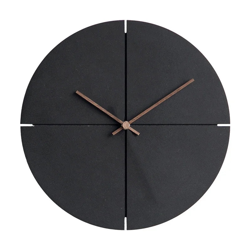 1Pcs Wooden Wall Clock Nordic Minimalist Living Room Kitchen Personality Household Black Mute Wall Clock Home Decoration