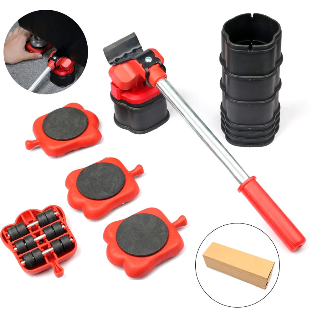 Heavy Duty Furniture Lifter Mover Set Furniture Mover Tool Transport Lifter Heavy Stuffs Moving Wheel Roller Bar Hand Tools