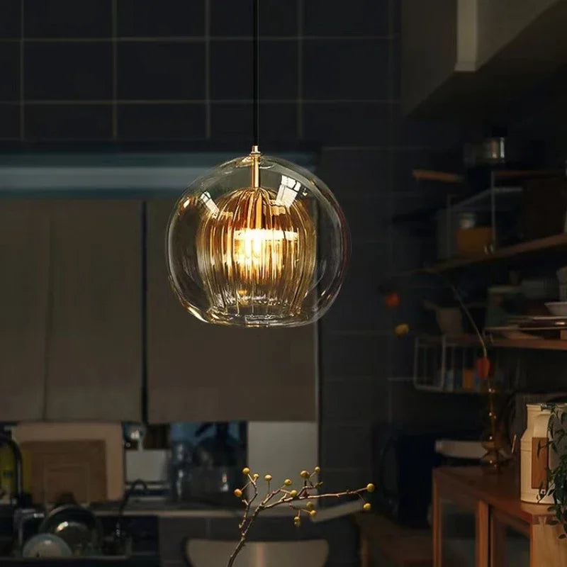 Lampe suspendue en verre au design nordique moderne, luminaire décoratif d'intérieur, idéal pour un Restaurant, une chambre à coucher, une salle à manger, une cuisine, un comptoir d'îlot, un Bar ou une maison