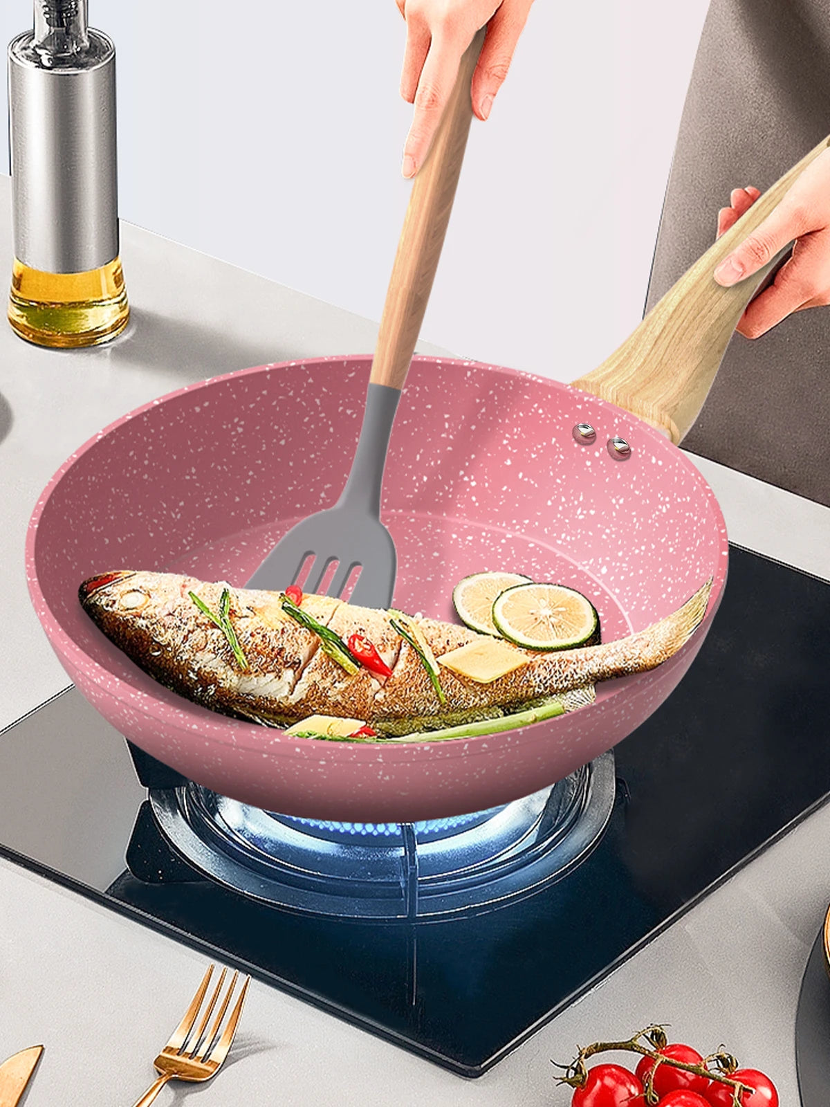 28/24/20cm Frying Pan Wok Pan Non-Stick Pan Skillet Cauldron Induction Cooker Pancake Pan Egg Pan Gas Stove For kitchen Home