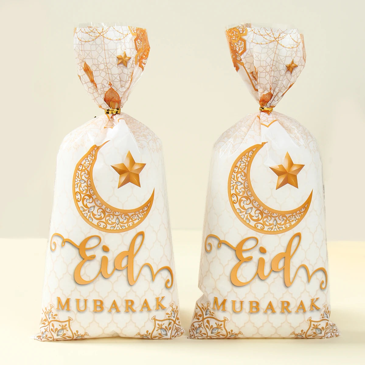 Bolsas de embalaje de regalo Eid Mubarak, bolsas de plástico para galletas y dulces, decoración de Ramadán Kareem, suministros para fiesta musulmana islámica, 25/50/100 Uds., 2024