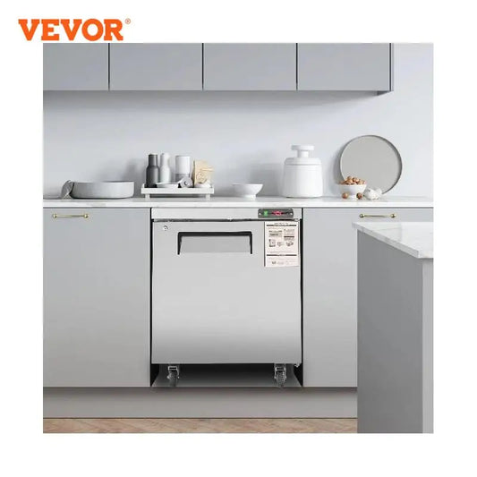 VEVOR 28" Undercounter Worktop Refrigerator 7.4 Cu. Ft Thick Stainless Steel Refrigerated Food Prep Station Fan Cooling for Bar