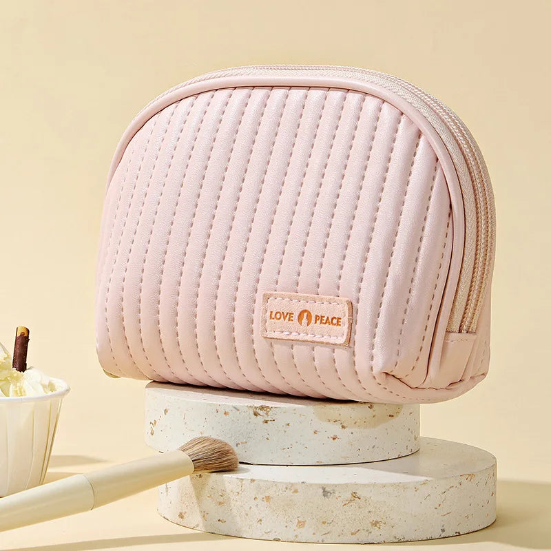 Sac de maquillage en cuir Portable pour fille, sac à cosmétiques pour femmes, organisateur de toilette d'extérieur étanche, sacs de beauté féminins, organisateur de maquillage