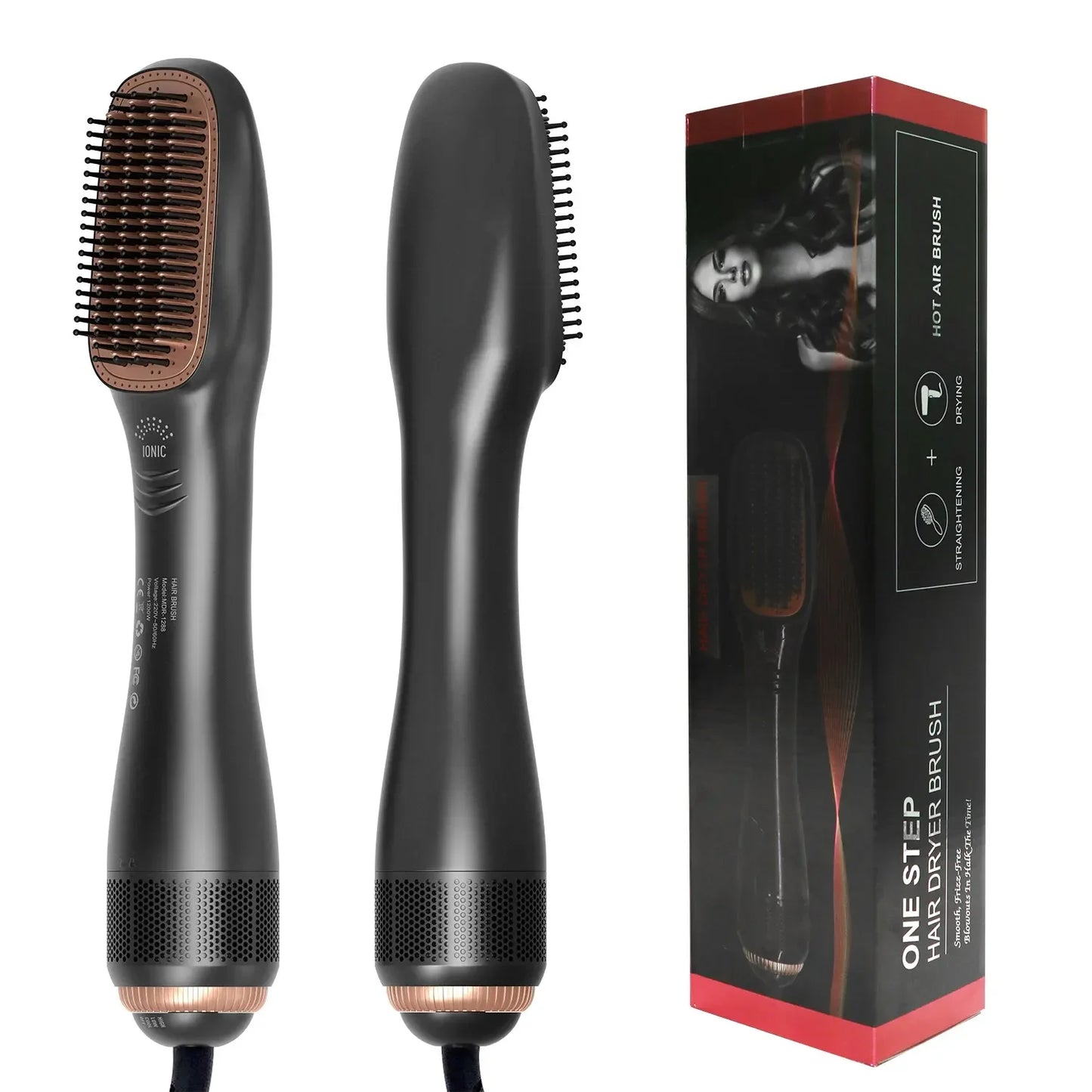 Cepillo secador de pelo 3 en 1, cepillos de aire caliente, 1200 W, potente Cerámica turmalina iónica para todo tipo de cabello, cepillo iónico