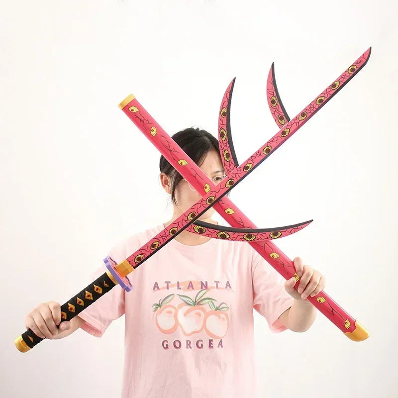 Katana Demon Slayer de tamaño Real, Anime Kimetsu No Yaiba Mitsuri, accesorio de Cosplay, cuchillo Ninja, espada de samurái japonesa, arma, chico juguete para regalo