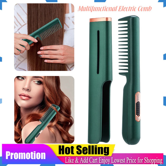 Lisseur à cheveux 2 en 1, peigne chauffant USB, lissage des cheveux, friser, coiffure, brosse à barbe unisexe pour les voyages d'affaires