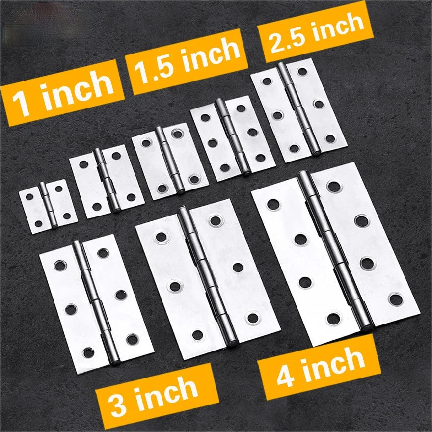 Charnière plate en acier inoxydable pour portes d'armoire, 2 pièces, 1 pouce, 1.5 pouces, 2 pouces, 2.5 pouces, 3 pouces, 4 pouces, charnière de fenêtre, boîte en bois, Mini charnière