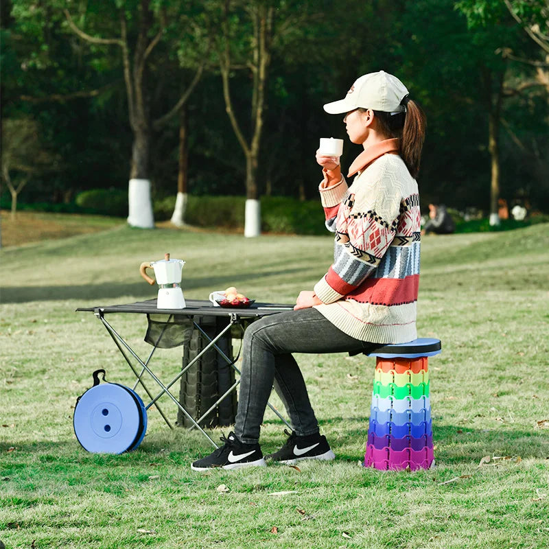 GIANXI Taburete telescópico Plegable portátil Silla para Hacer Cola de Metro de plástico liviano y Pesca para Acampar al Aire Libre con Bolsa de Transporte