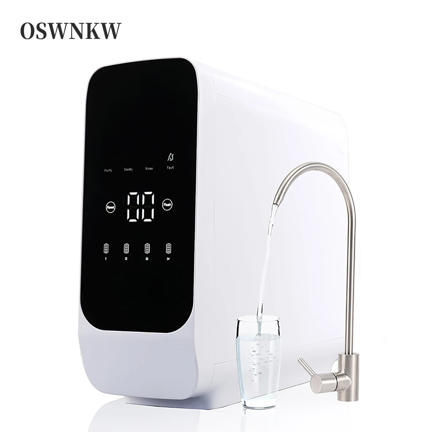 OSWNKW Système de filtration d'eau par osmose inverse - Débit élevé de 600 GPD, sans réservoir d'eau, TDS réduit, compact, rapport de drainage 1:2