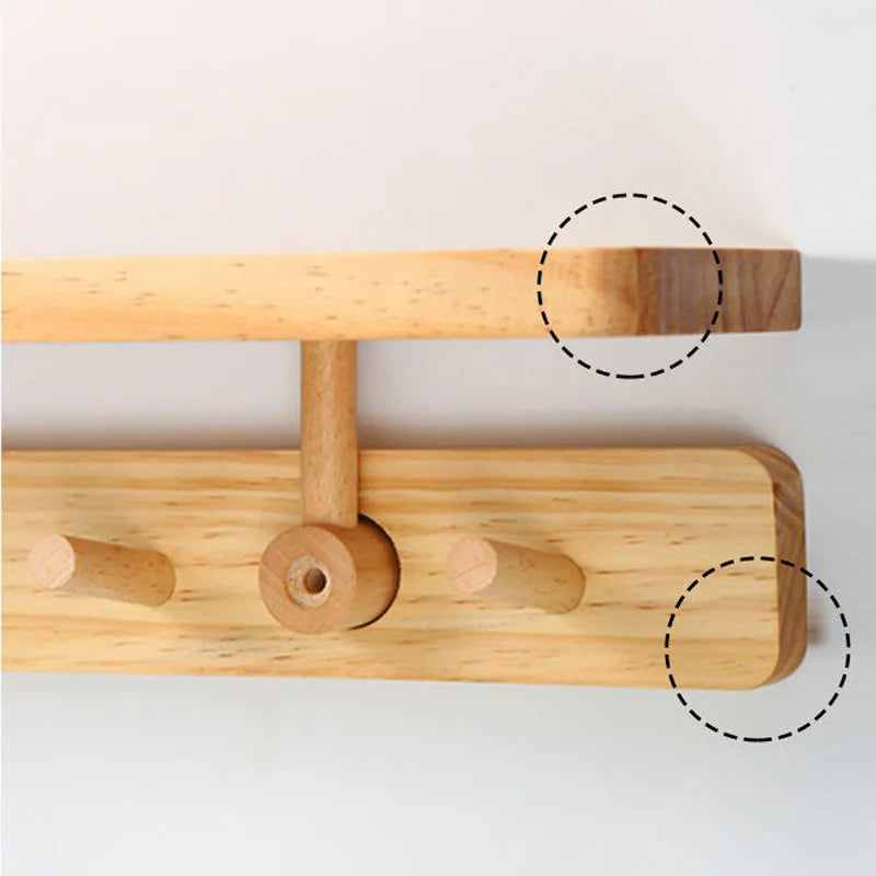 Coat Rack Wood  Hallway Hat Hook Hanger Bedroom Door Wall-Mounting Hook Corner Room Kitchen Toilet Wall Brack Storage Hook