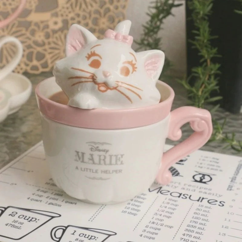 400ML New Anime Cartoon Disney Marie Cat Ceramic coffee cup Big Face Bowl Cute Home Rice Bowl Salad Fruit Bowl Ceramic Bowl