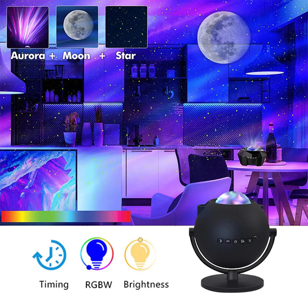 LED Galaxy Star Projection Lamp Aurora Nebula RGB Night Light for Birthday Party Room Decoration Atmosphere Lamp Romantic Gifts