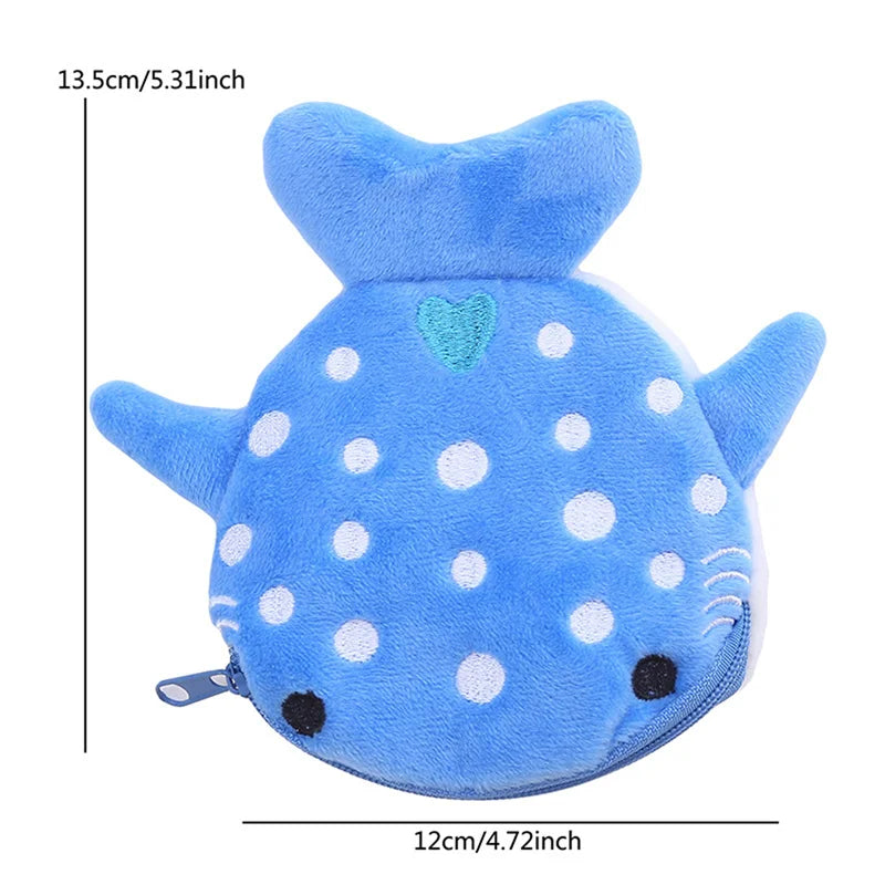 Mignon dessin animé baleine requin porte-monnaie Kawaii portefeuille Portable en peluche sac à monnaie clé écouteur pièce organisateur pochette fermeture éclair sac enfants cadeau