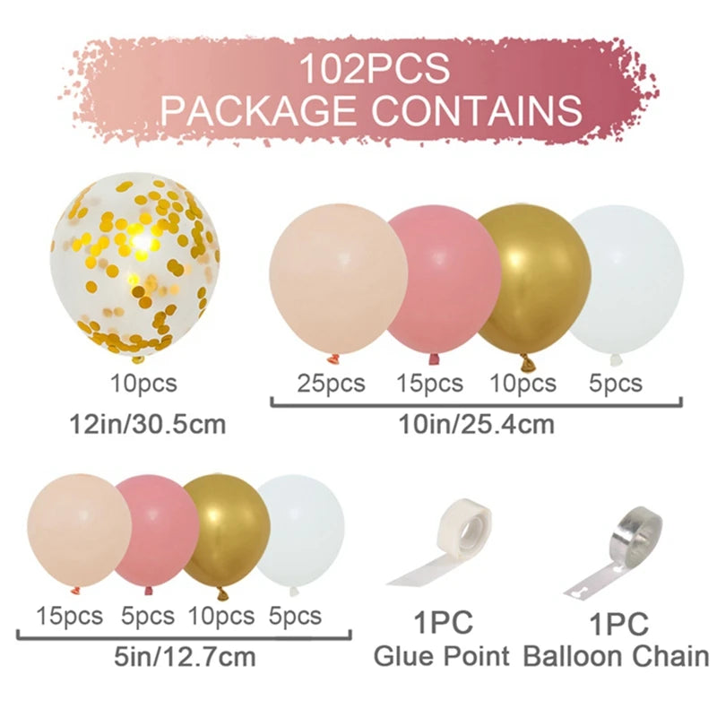 Guirlande de ballons en arc rose et or tendre, Kit de décoration de fête d'anniversaire et de mariage, décor de réception-cadeau pour bébé et enfants adultes, fournitures de mariage