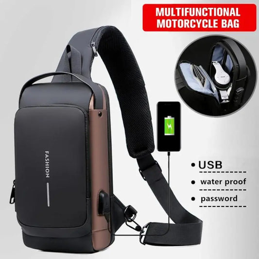 Sac de poitrine antivol pour hommes, sac à bandoulière avec chargeur USB, sac à bandoulière pour court voyage d'école, messagers de sport pour hommes, nouvelle collection