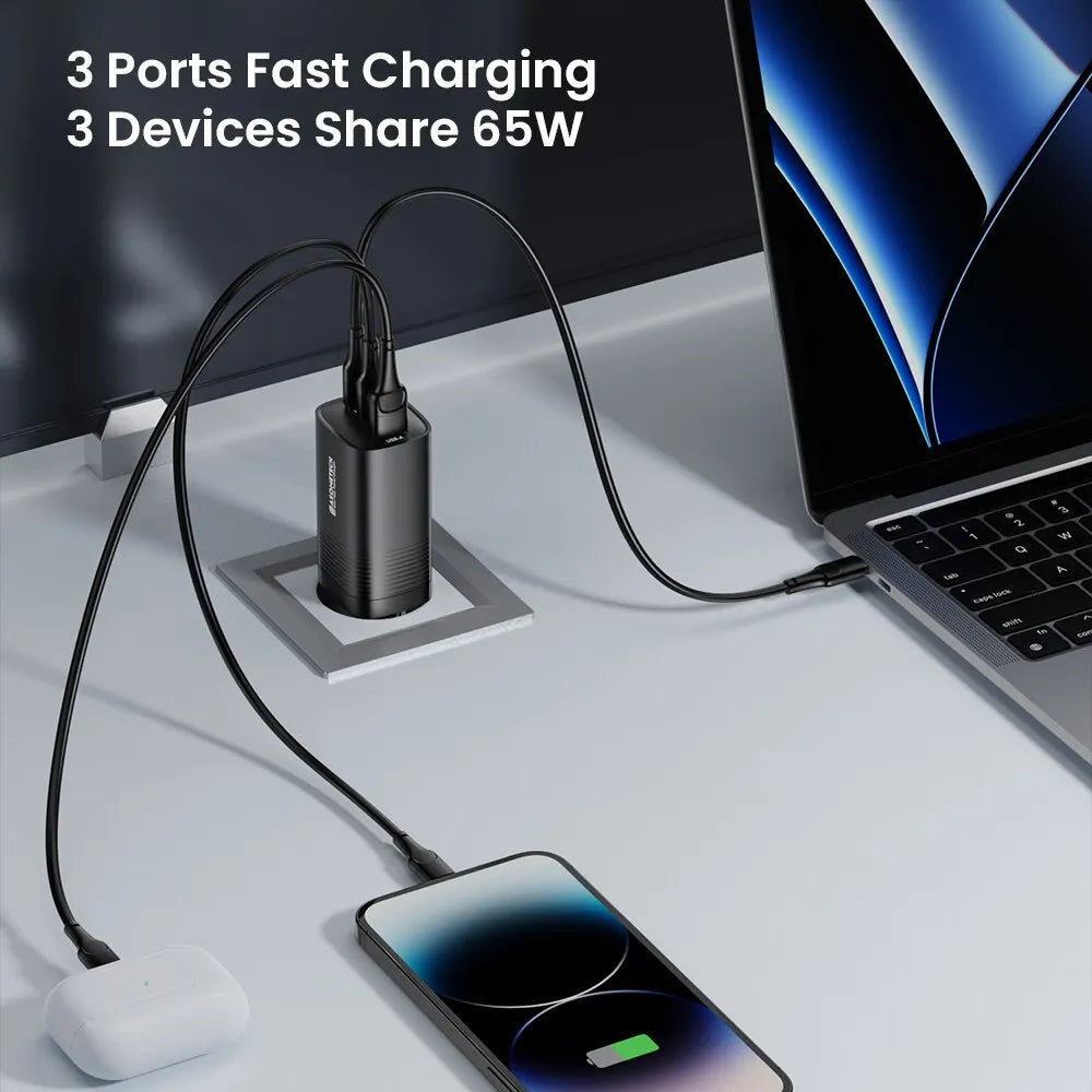 ASOMETECH GaN USB Type C chargeur 65W 45W PPS PD QC4.0 chargeur rapide pour Macbook ordinateur portable IPAD tablette iPhone 14 Samsung S23 Ultra