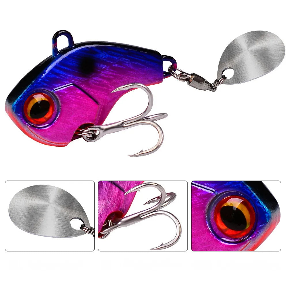 Señuelos de Pesca bamboleo giratorio Metal Vib vibración cebo Pesca de invierno 6g 15g 28g cebos duros artificiales Spinner cuchara señuelo Pesca