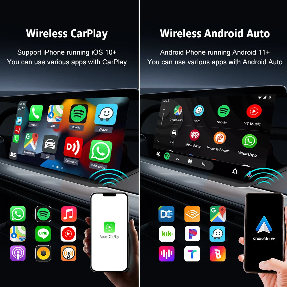 2air CarlinKit 5,0 inalámbrico CarPlay inalámbrico Android Auto Box 2,4G y 5,8 Ghz WiFi BT conexión automática Plug &amp; Play para coches con cable AA CP